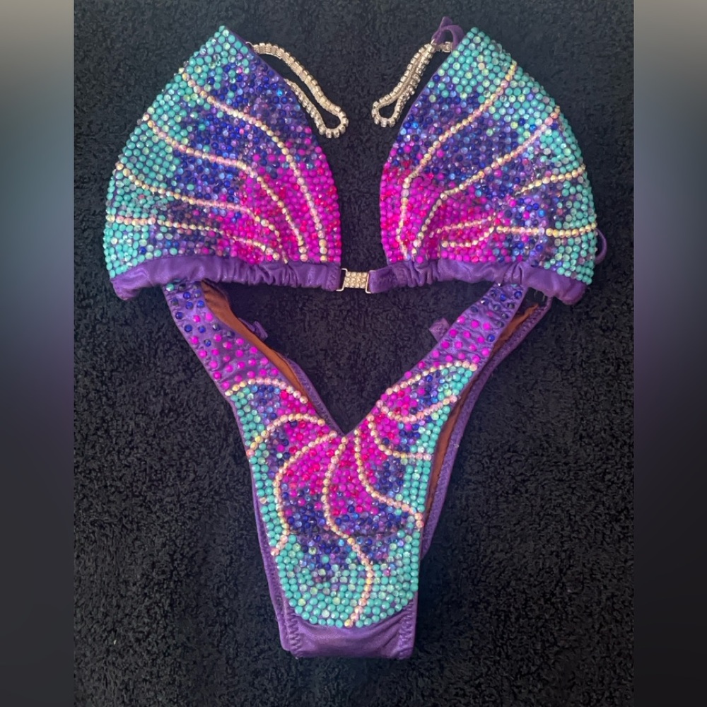 IFBB/NPC Purple Blue and Pink Competition Figure Suit